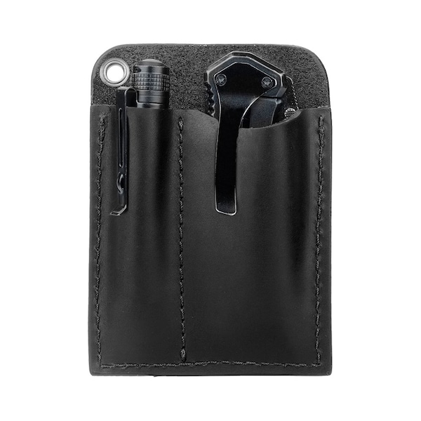 Leather Pocket Tool Organizer for Multitool, Pen / Pen Light, Cash / Cards for Pocket Carry